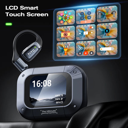 HTC NE25 OWS Earbuds AI Translator LCD Touch Screen Bluetooth 6.0 IPX5 Waterproof Open-Ear Wireless Headphones
