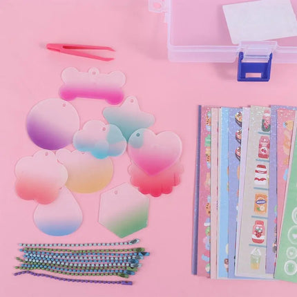 Goo Card Sticker Set Hand Account Material Guka Sticker Set DIY Handbook Material Sticker DIY Keyring DIY Keychain Making Kit
