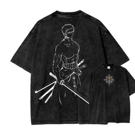 2026 New ACID WASH TEE ONE PIECE Anime Printed T-shirt Men's and Women's Washed T-shirt High Quality Vintage Cotton T-shirt Top