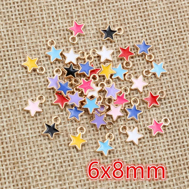 50Pcs Enamel Butterfly Flowers Star Heart Small Charms Pendants DIY Jewelry Making Accessories Craft Bracelet Necklaces Earring