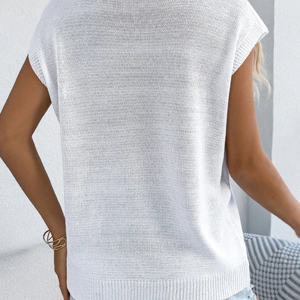 VigoCasey 2025 Summer Lady Love Patchwork Top Women O Neck Short Sleeve Knit Vest Female Casual Loose Pullover Tops Clothes