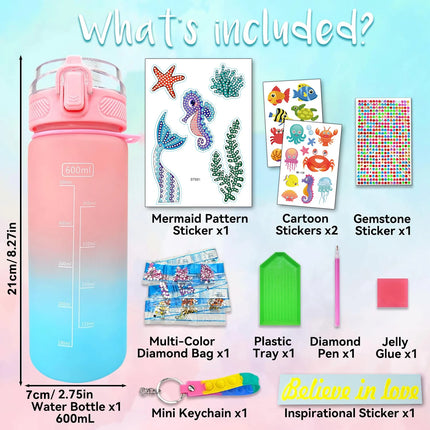 Decorate Your Own Water Bottle Kits for Girls Age 4-6-8-10,Mermaid Painting Crafts,Fun Arts and Crafts Gifts Toys for Girls Birt