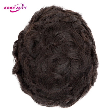 Men Capillary Prosthesis Swiss Lace PU Man Toupee Real Human Hair Wig Breathable Lace Inviible PU Natural Human Hairpiece Topper