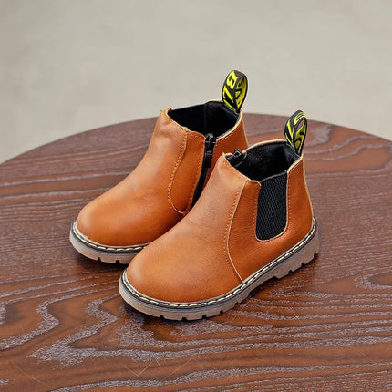 New Kids Fashion Boots for Boys Girls Toddlers Big Children Ankle Boots with Zipper Warm Thick Plush Autumn Winter Chelsea Boots