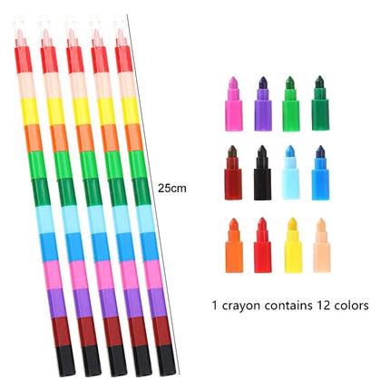 1~12Pcs Rainbow Building Blocks Painting Pens 12Colors Crayon School Office Birthday Party Gift Kindergarten Carnival Gifts TMZ