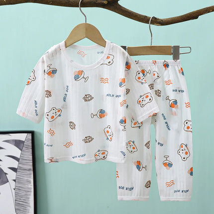 2PCS/Set Summer Children Clothes Girls Boys Cartoon Cute Casual Short Sleeve Cotton Baby Tops+Pants