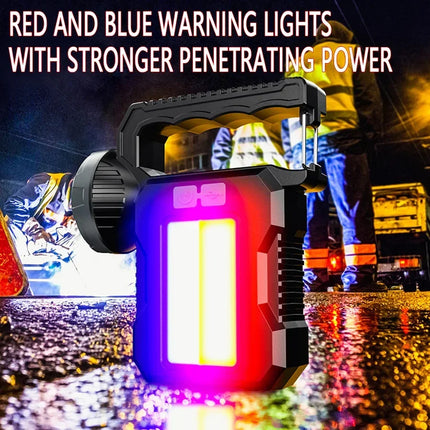 New Upgrade Rechargeable High Power Solar LED COB Flashlight With Power Bank Waterproof Multifunctional Hand Lamp For Outdoor