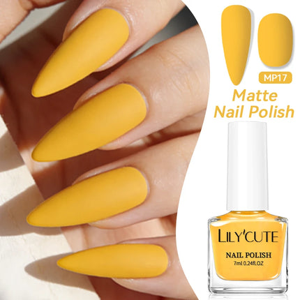 LILYCUTE 7ml Matte Nail Polish Velvet Effect Pearl Shell  Air Dry Nail Art Varnish No Need Lamp Manicure Glitter Nail Care Polis