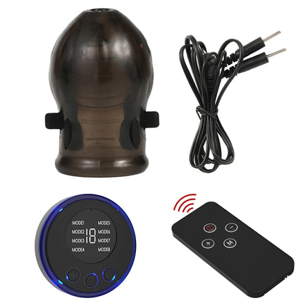 Male Electro Shock Penis Glans Trainer Cock Ring E-stim Orgasm Medical Sleeve Time Delayed Ejaculation Masturbator Sex Toys BDSM