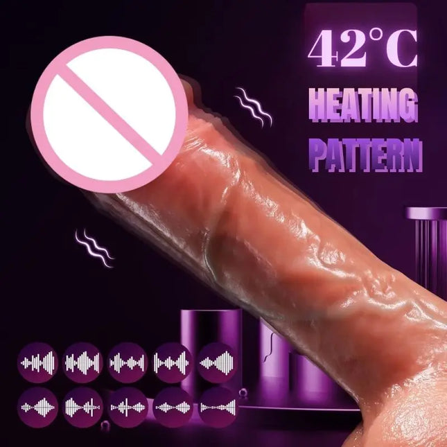 Discreet Silicone Dildo Vibrator Heating Wireless Remote Telescopic with Suction Cup For G-spot Realistic Dick Sex Toy for Women