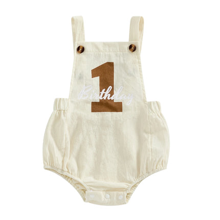 Newborn Baby Overalls Romper 1st Birthday Party Clothes Summer Adorable Sleeveless Square Neck Straps Tank Romper for Girl Boy