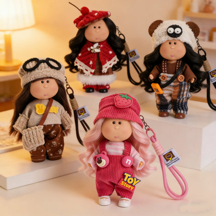14cm Mini Spanish Potato Mia Doll Keychain Charm Bag Accessory Exquisite Toys Key Chain Kawaii Dolls Pendant