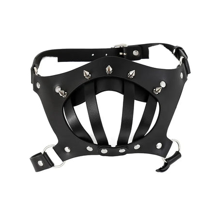 Dog Slave Leather Half Face Muzzle Mask Adult Games Sex Toys for Men Gay Puppy Play BDSM Bondage Restraint Fetish Rivets Hood