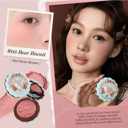 Flower Knows Bunny Garden Collection Embossed Blush Palette Long Lasting Waterproof Face Blusher Powder Matte Finish