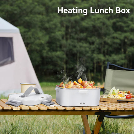 Electric Lunch Box 80W 1.8L Portable Food Warmer Stainless Steel Detachable Heating Bowl Large Capacity For Car Or Home