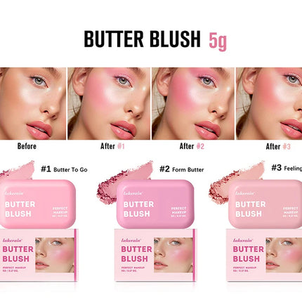 Matte Butter Powder Blush Bronzer Contour Natural Brighten Cheek Tint Rubores Single Color Blusher Rouge Palette Korean Makeup