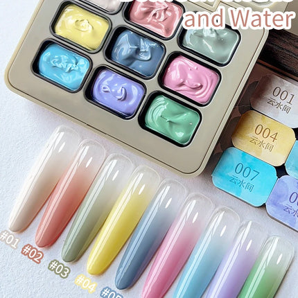 MORDDA 9 Colors Patting Glue Smudge Canned High Saturation Popular Semi-Solid Nail Polish Glue Women's Salon Manicure DIY
