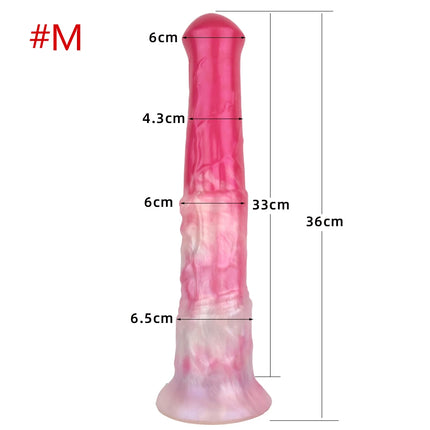 FAAK Colorful Silicone Ribbed Fantasy Horse Knot Dildo with Suction Cup Anal Sex Toys Soft Girthy Huge Fake Penis for Women