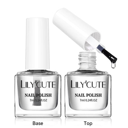 LILYCUTE 7ml  Nail Base Top Polish Clear Shine Nail Care Long Lasting  Strengthener Hardener Nail Art Varnish Supplies