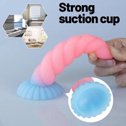 Realistic Penis Dildo Luminous Anal Butt Plug Strong Suction Cup Release Hands Female Masturbation Sex Toy G-spot Stimulation