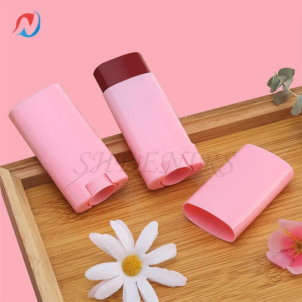 20/30/50pcs 15g White Black Clear Pink Empty Oval Flat Lip Balm Tubes Plastic Perfume Deodorant Containers 15ml Lipstick Tubes