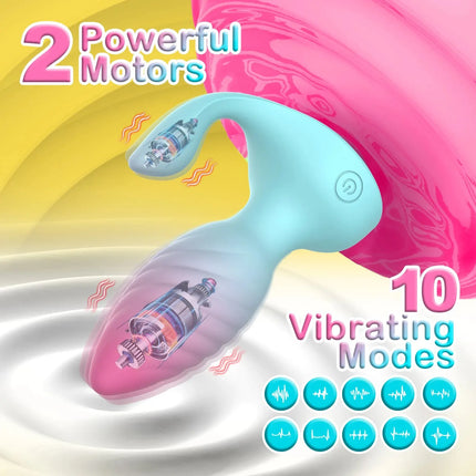 2 in 1 Butt Plug Remote Control Vibrator Prostate Massager Dual Motors Anal Vibrator With Crystal Diamond Adult Sex Toy 18+
