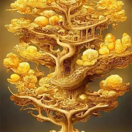 Modern Golden Fortune Money Trees Prints Canvas Wall Art Simple Landscape Poster for Living Room Home Office Decor