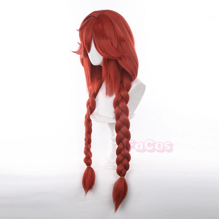 Anime Gachiakuta Riyo Reaper Cosplay Wig Red Braid Hair Akuta Cleaners Heat Resistant Fiber Hair + Wig Cap Halloween Girls Women