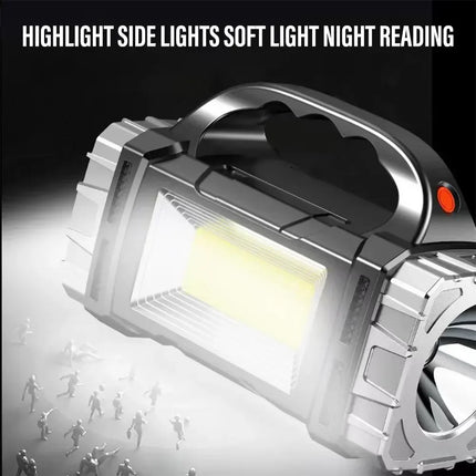 New Upgrade Rechargeable High Power Solar LED Flashlight With Power Bank Waterproof Multifunctional Hand Lamp For Outdoor
