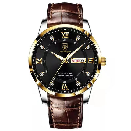 POEDAGAR Casual High Quality Men Watch Waterproof Luminous Leather Original Man Wristwatch Quartz Business Watches For Men Reloj