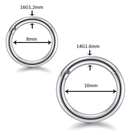 1Pc 316L Stainless Steel Nose Septum Clicker Hinged Segment Ring Nose Hoops Lip Ear Cartilage Ear Helix Body Piercing Jewelry