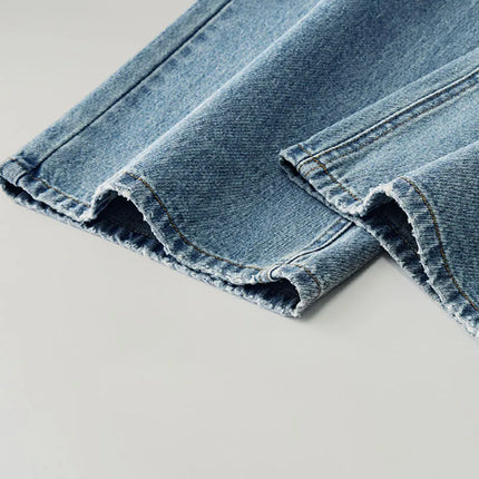 Autumn Korean Splashed Ink Jeans Men'S Straight Leg Pants Fashionable High Street Retro Loose Wide Leg Pants Design Pants