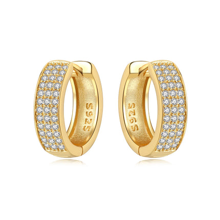 Original 2026 S925 Sterling Silver Zircon 18K Gold Lining Vintage Hoop Earrings for Women Birthday Party Wedding Gift Jewellery