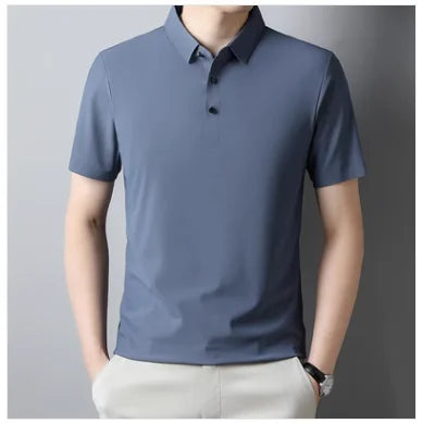 Summer New Men's Short Sleeve Ice Silk POLO Shirt Fashion Simple Men's Business Casual Pullover Large Size 5XL