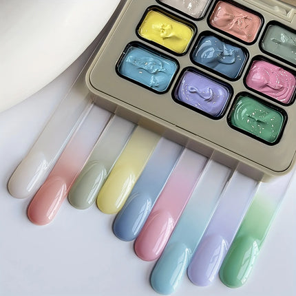 MORDDA 9 Colors Patting Glue Smudge Canned High Saturation Popular Semi-Solid Nail Polish Glue Women's Salon Manicure DIY
