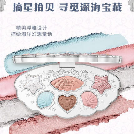 Flower Knows Shell Pearl Collection 6Colors Matte Pearl Sea Eyeshadow Palette Metallic High-Pigment Long-lasting Eye Makeup