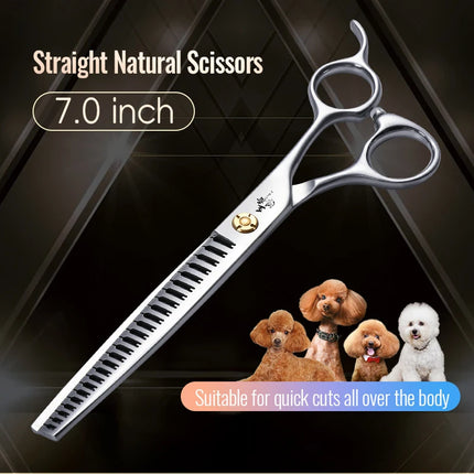 Fenice VG10 Steel 7Inch 3D Gradient Traceless Dog Grooming Straight/Curved Chunker Scissors Bearing Screws Pet Scissors 70% Rate
