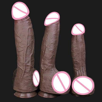 2Colors Realistic Soft Black Huge Dildo S/M/L Silicone Big Glans Penis Gay Masturbation Suction Cup Dick Man Woman Anal Sex Toy