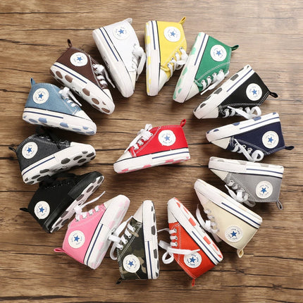 Baby Canvas Classic Sports Sneakers Newborn Baby Boys Girls Print Star First Walkers Shoes Infant Toddler Anti-slip Baby Shoes