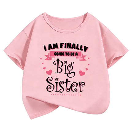 Big Sister with Love Heart Letter Printed T Shirts Kids Children's T-shirt Girls Summer Spring Casual Top Tee Shirt