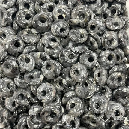🔥RX8-1 Natural Stone Big Hole Beads Flat Round Pink Quartz Agate Jades Crystal Bead For DIY Lucky Jewelry Making