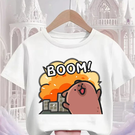 Kids Capybara Cute Kawaii T Shirt Summer Boys Girls Cartoon Crew Neck Fashion Street Casual Clothing 3 14Y