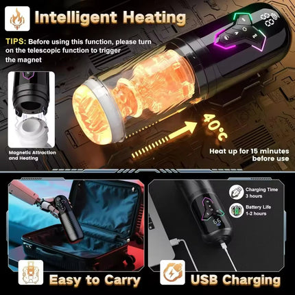 Automatic Telescopic Male Masturbator  5 IN 1 Mode Penis Pump Sucking Vibrating Sex Machines LCD Display Sex Toys for Men