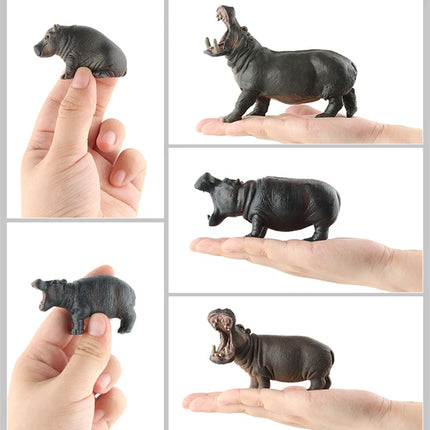 High Quality Simulated Wildlife Set Roaring Hippopotamus Model Realistic Hippo Family Decor Toys For Children Christmas Gifts