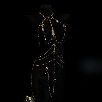 Sexy Sultry Body Chains Rhinestone Collars Nipple Clitoral Clamps Anal Plugs Feminine Erotic Accessories BDSM Training Sex Toys