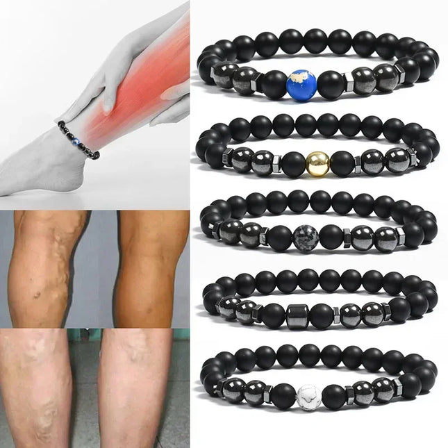 Anti-Swelling Black Obsidian Anklet Bracelet Treatment Adjustable Weight Loss Magnetic Therapy Magnet Anklet Bracelet Women Men