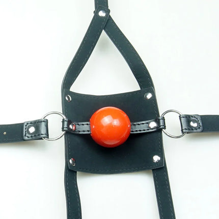 BDSM Leather Ball Gag Silicone, Slave Head Harness Muzzle Bondage Gear,Sex Toys For Couples,Adult Games