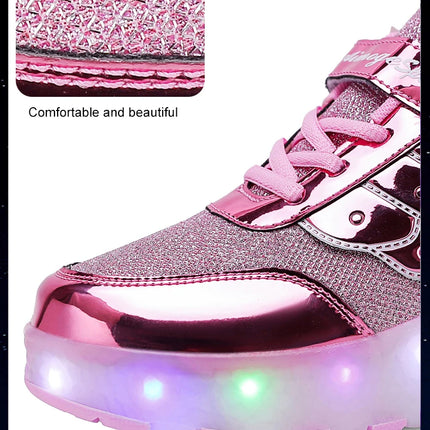 Sneakers Roller Shoes Outdoor Deformation Parkour Skates Dual-Use Children Girls Boys Adult Men Women Unisex Roller Skates
