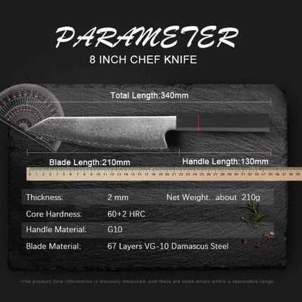 Professional Damascus Knife Cleaver Meat Slicing Fruit Fish BBQ Boning Knife G10 Handle Damascus Steel Kitchen Knives Chef Knife