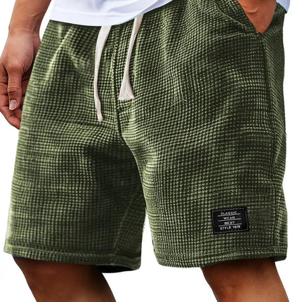 Summer Men's Waffle Business casual shorts New Korean Fashion Drawstring Baggy Short Pants Fitness Breathable Streetwear Gym